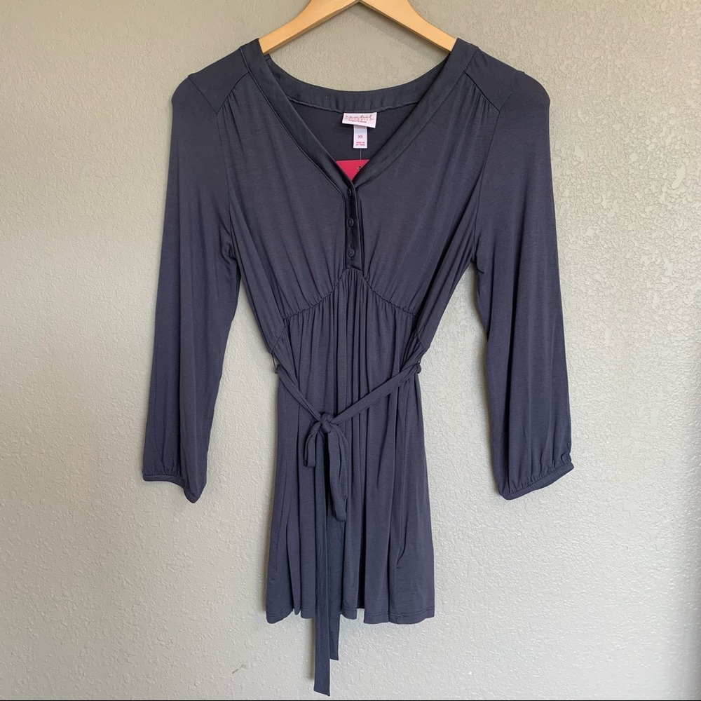 Isabel Maternity Jersey Knit Maternity Top Size XS Gray-Blue Stretchy NWT